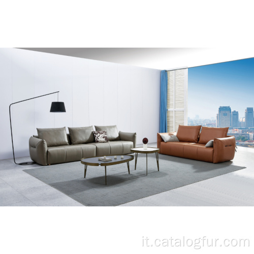 Set di divani in vera pelle per mobili da soggiorno moderni